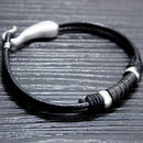 Hand-Woven Alloy Black Leather Rope Bracelet Simple Wild Watch Accessories