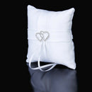 White Double Heart Wedding Party Pocket Ring Pillow Cushion 10*10cm
