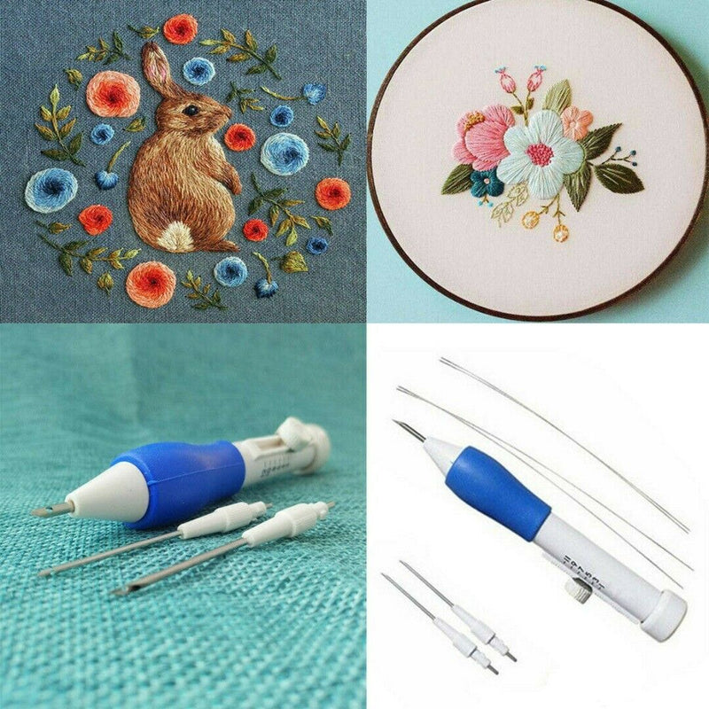 1 Set Embroidery Punch Needle Pen Threaders Tool Kit DIY Knitting Craft