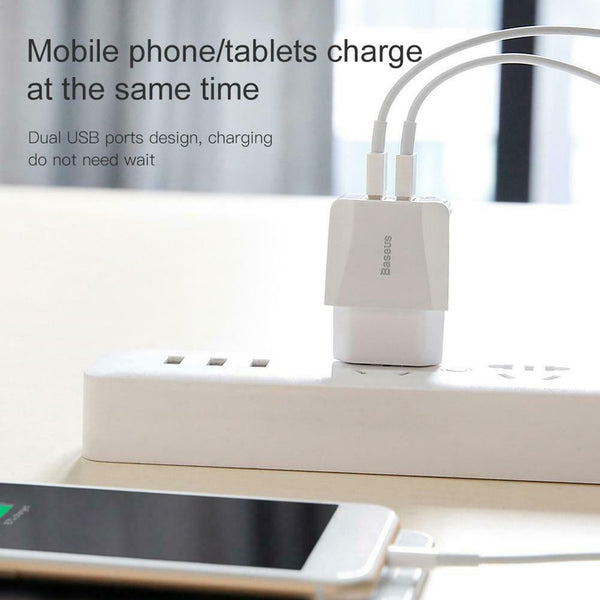 Baseus Dual USB Charger Mobile Phone EU Charger Plug 2.1A Travel Adapter #JT1