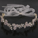 Gorgeous Ladies Girls Leaf Crystal Hair Band with Ribbon Headwear