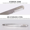1*Double-sided Stainless Steel Comb Eyebrow Tweezers Tools Removal Hair H7K4