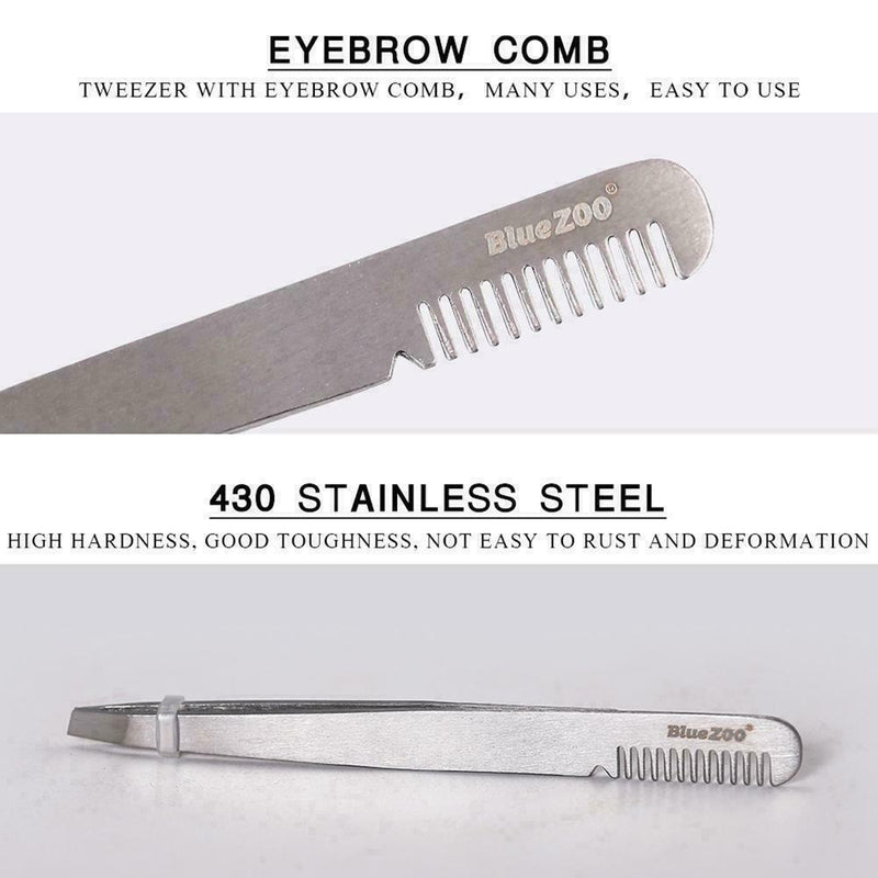 1*Double-sided Stainless Steel Comb Eyebrow Tweezers Tools Removal Hair H7K4