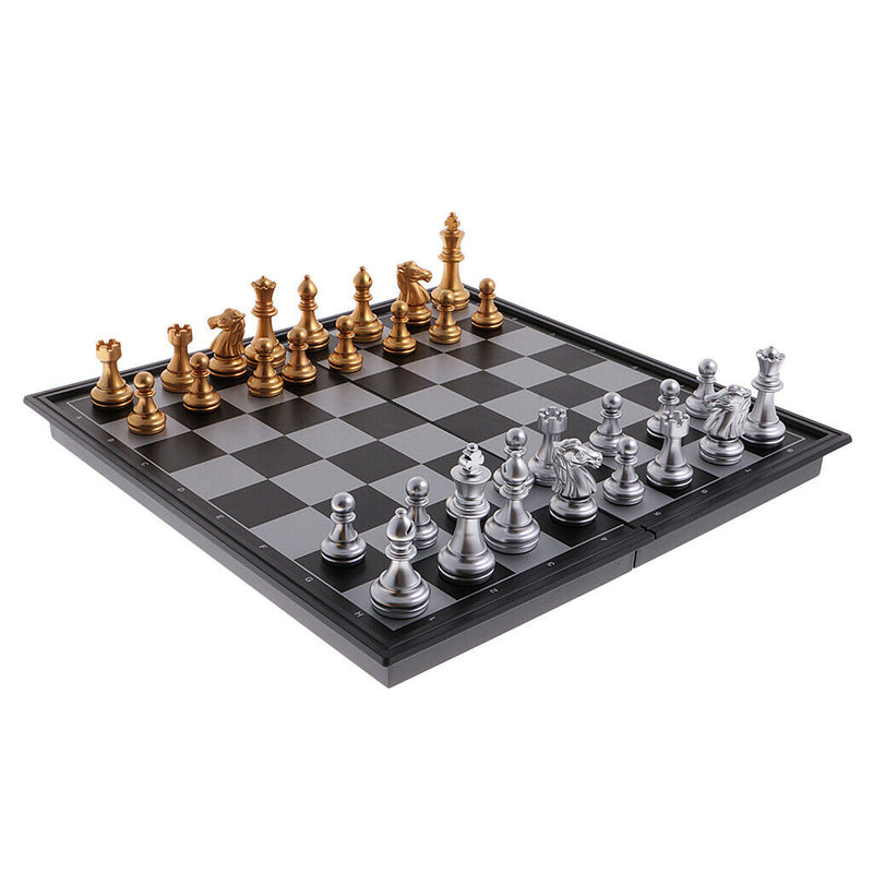Portable Chess Folding Magnetic Board Chess Pieces Game Set DIY Kids Intelligent