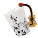Musical Notes Design Ceramic Drink Tea Mug Cup Wood Guitar Freedom