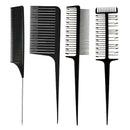 4Pcs Hairdressing Weaving Styling Foiling Hair Comb for Hair Dyeing Cutting