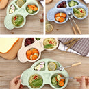 Baby Kids Food Dish Tray Plate Food Meal Dinner Bowl with Compartment Green