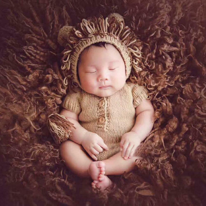 Kids Romper Baby Jumpsuit Bodysuit with Hat Knitting Sweater Photo Props A