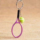 2 Pack Mini Tennis Racket and Ball Keychain Car Keychain Handbag Pendant Gift