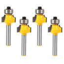 4pcs Bit Round Over Bead Edge Forming Router Bit Set - 1/4" Shank