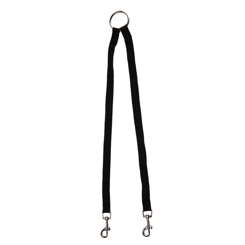 Nylon Double Dual Two Pets Dogs Leash 2 Way Coupler Walk Necklace(Black)