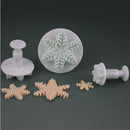 3 Pcs Cake Xmas Snowflake shape Plunger Fondant Decor Sugarcraft Mold CutterR3C