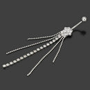 Dangling Tassel Dazzling Rhinestone Crystal Navel Ring Piercing Belly Dance 1 x