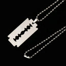 Street Punk Unisex Razor Blade Shaped Fashion Steel Dogtag Necklace Pendant U2L5