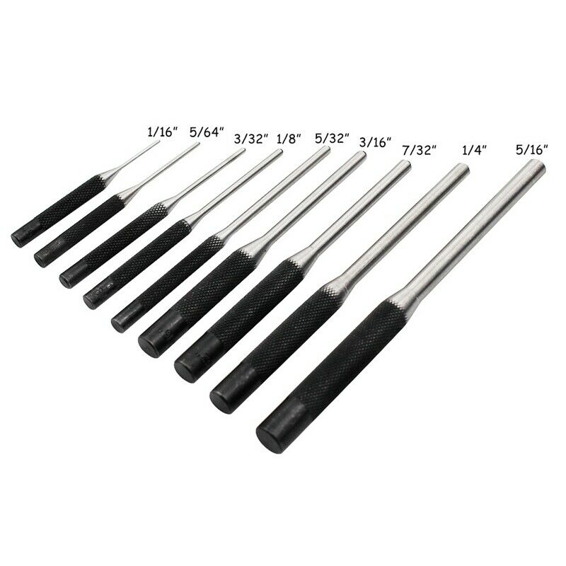 9Pcs Steel Multi Size Round Head Pins Punch Set Grip Roll Pins Punch Tool K U5M8
