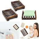 2PCS Wood Soap Tray Holder Dish Box Case Bath Shower Plate Bathroom Accessory