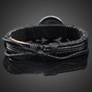 Tai Chi Wrap Multilayer Leather Bracelet with Braided Rope Fashion Jewelry
