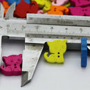 100Pcs Cute Wooden 2-Holes Sewing Buttons Cartoon Cat Crafts Scrapbooking
