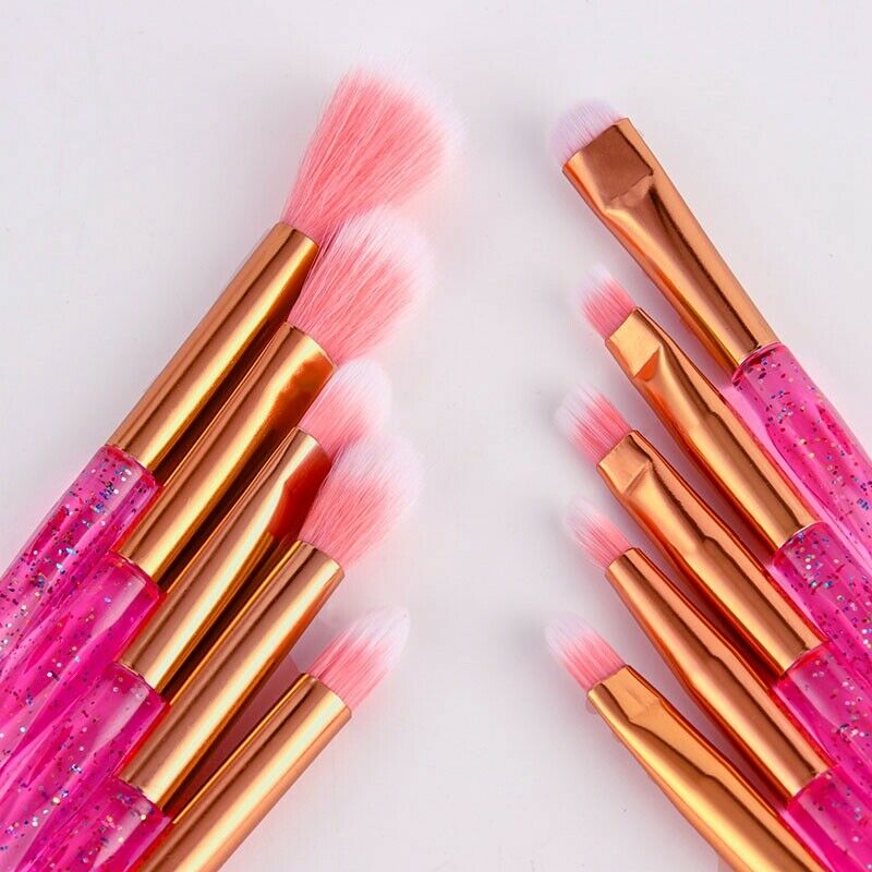 10Pcs Diamond Handle Makeup Brushes Set Crystal Spiral Handle Foundation Bl J6Z9