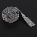 1 Yard Crystal Rhinestone Iron on Applique Chain Banding Trim Ribbon Crafts