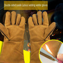 1 pair Leather Welding Glove Long Thick Heavy Heat Resistant Gloves For Gr SIU
