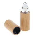 10Pcs Bamboo 5ml 10ml Refillable Empty Essential Oil Roll On Bottles Roller Ball