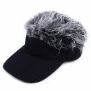 GRAY&BLACK Toupee Wig Hairpiece Baseball Hat Sun Visor Cap Adjustable Hook Loop