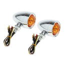 2Pcs Motorcycle Amber Turn Signals Indicator Lights Lamp Bullet-Shaped