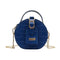 Mini Round Tote Shoulder Bag Women Leather Chain Messenger Purse (3 Blue) A#S