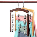 2PCS WOODEN 4 LAYER PANTS HANGER CLOSET SKIRT JEANS SLACK HANGERS STORAGE RACKS