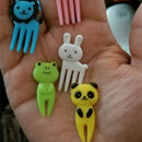 10pcs/pack Animal Farm Fruit Fork Mini Cartoon Children Snack Cake Dessert