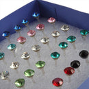 New 1 Box 20 Pairs Mixed color Crystal Ear Studs Earrings