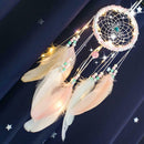 Romantic Feathers Beads Light Dream Catcher Bedroom Hanging Pendant Decor