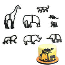 8Pcs Animal Cookie Cutter Plastic Elephant Lion Giraffe Leopard Fondant Cut- OZ