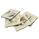 6 Pcs Chinese Calligraphy Paintings Pattern Bamboo Coasters Cup Mats with H P3C1