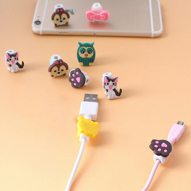 4xCartoon charging cable protector cute cord protection cover organizer wire  Z