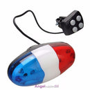 6 LED Bike Police Front Light Warning Siren Cycling Electric Horn Bell