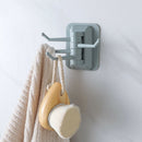 6Pcs Rotating Hooks Strong Adhesive Towel Rack Bathroom Wall Rack Free Punc