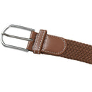 Men Leather Braided Elastic Stretch Metal Buckle Belt Waistband Brown A6Z2