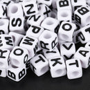 300 Mixed Alphabet /Letter Acrylic Square Beads 7x7mm