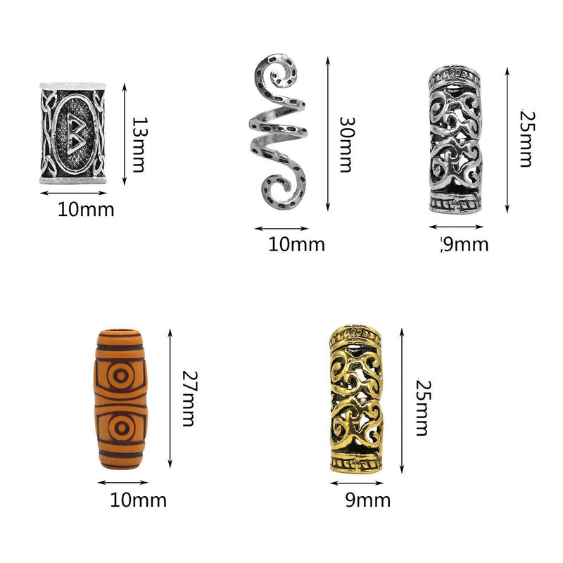 Viking Runes Beard Beads Runes Knot Pendant Hair Jewelry Bead Dreadlock