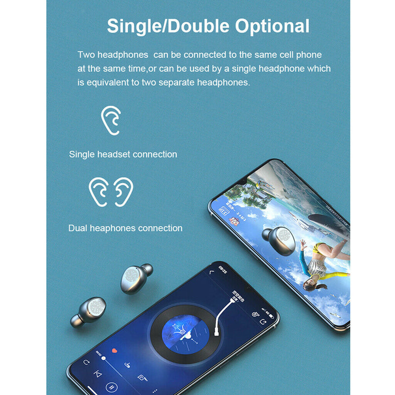 F9 TWS Bluetooth 5.0 Earphones 2000mAh  Wireless Stereo Earpieces
