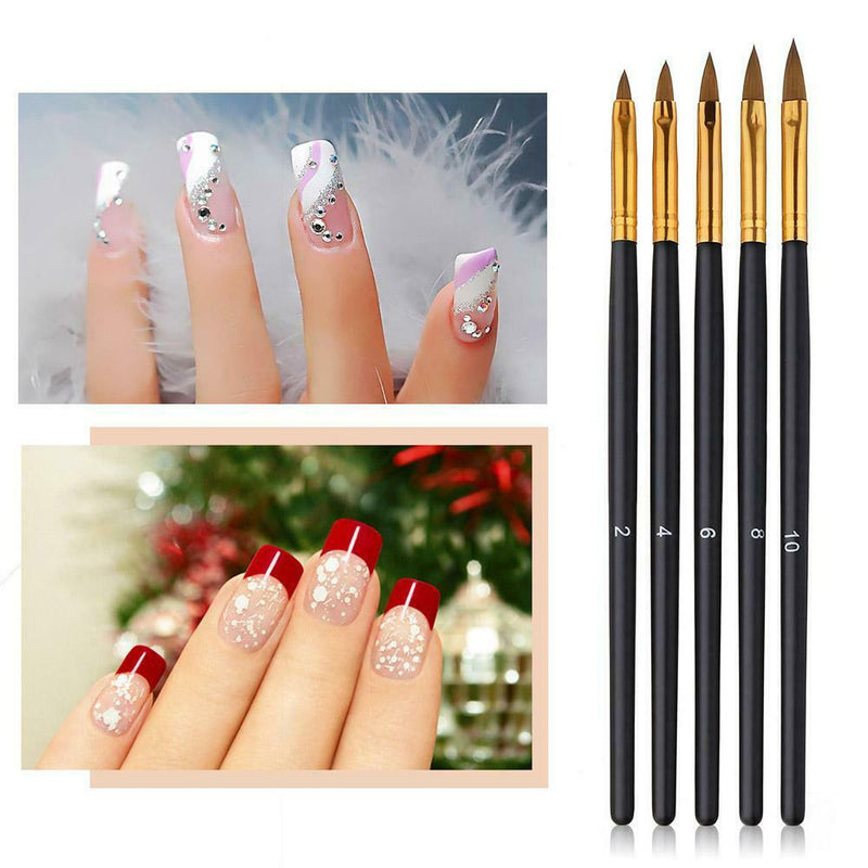 5pcs Painting Drawing Carving Pens Manicure Tool Nail Art UV Gel Brushes Kits