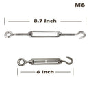 304 Stainless Steel Turnbuckle M6 Wire Rope Tension Tensioner Strainer and  O3U8