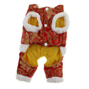 Red Chinese Style New Year Festive Dog Tang Suit Four Legged Jumpsuit S