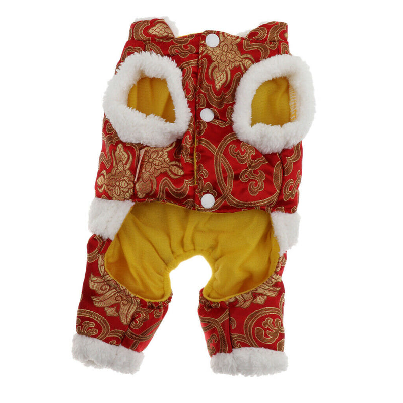 Red Chinese Style New Year Festive Dog Tang Suit Four Legged Jumpsuit S