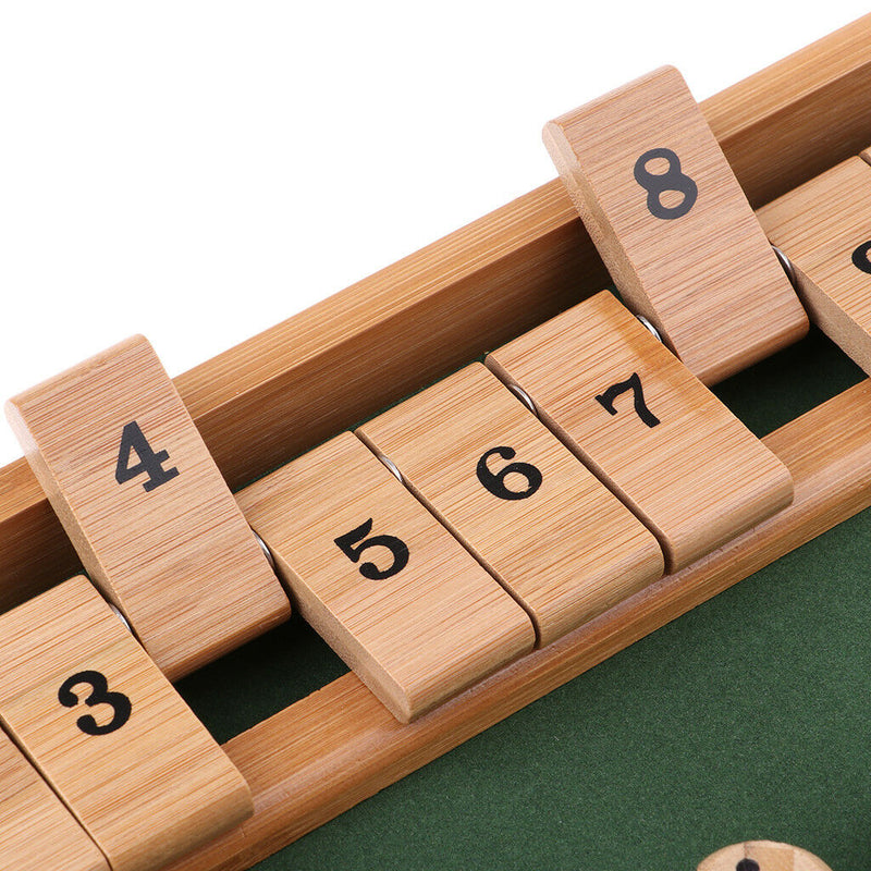 Wood Deluxe 1-12 Number Shut the Box Dice Board Game Entertainment for Club