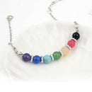 Jewelry Seven Chakra Seven Colors Crystal Agate Jade Bead Metal Anklet lj