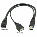 USB 3.0 Female to Dual USB Male Extra Power Data Y Extension Cable for 2.5