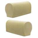 Stretch Fabric Furniture Armrest Cover Protector, Set of 2, Beige Flannel